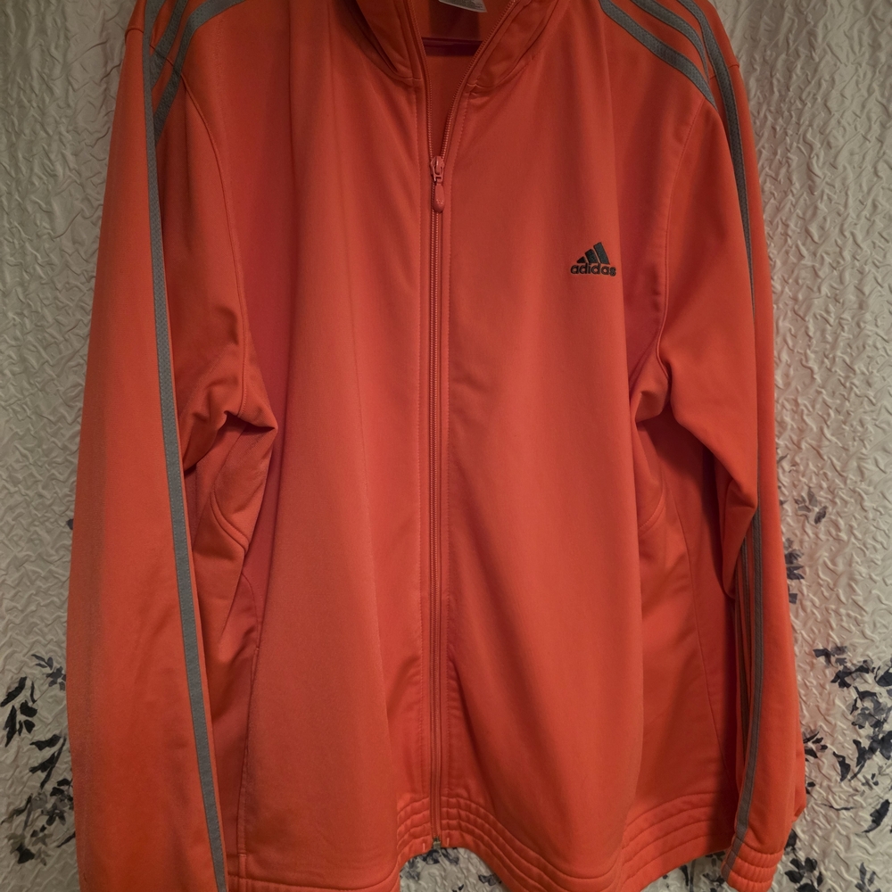 Adidas Women's Orange Windbreaker with Gray Accents, Like New